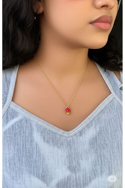 Esra Butik Hane Icon of Elegance: Gold Color Steel Necklace with Pomegranate Figure