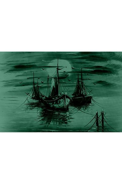 startonight Tablou Alb-Negru Abstract Startonight, Barci, 80 x 120 cm