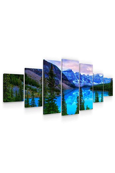 startonight Set Tablou DualView Startonight Peisaj albastru de munte, 7 piese, 100 x 240 cm