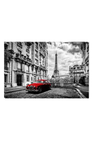 startonight Tablou Alb-Negru Abstract Startonight, Masina rosie in Paris, 60 x 90 cm