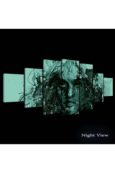 startonight Set Tablou DualView Startonight Femeie abstracta, 7 piese, 100 x 240 cm