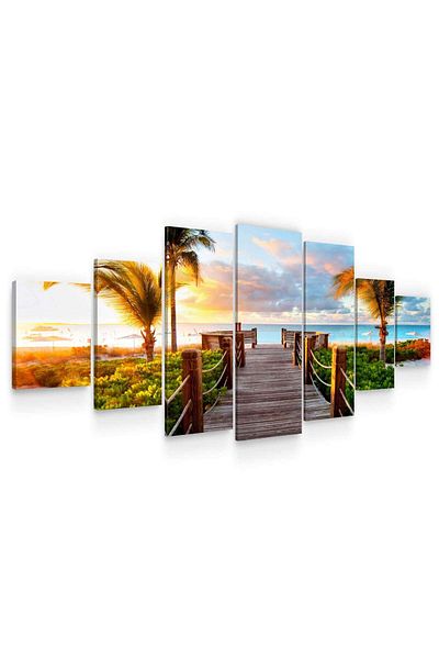 startonight Set Tablou DualView Startonight Plaja de vara, 7 piese, 100 x 240 cm