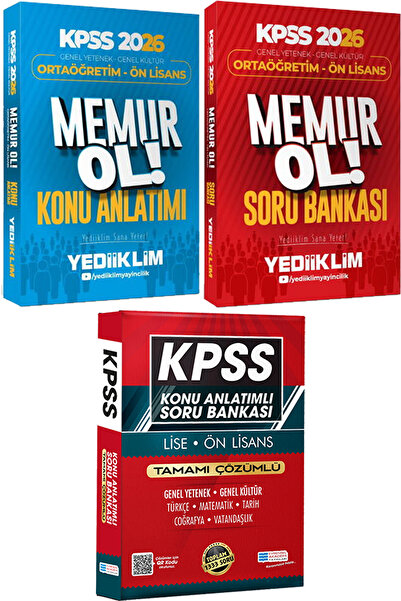 Yediiklim Yayınları 2026 Ortaöğretim-Önlisans Memur Ol Konu - Memur Ol Soru -...