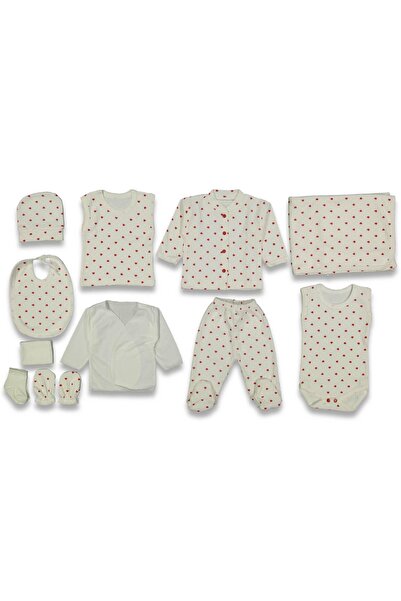 minella kids قماش قطني بنمط قلب أحمر مكون من 10 قطع في صندوق خروج من المستشفى