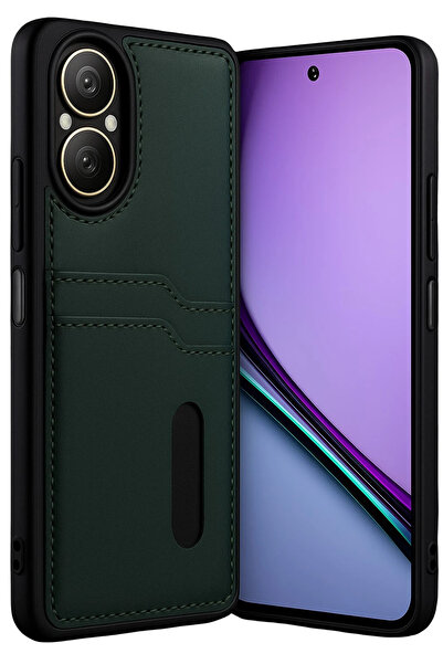 NewFace حافظة Realme 12 Lite حافظة جلدية مع بطاقة Sara - أخضر داكن SPTGL