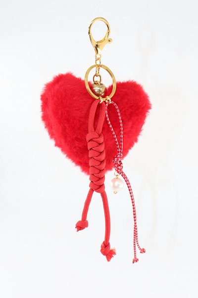 KEEBA Multi Keychain Bag Ornament Charm Car Mirror Ornament Keychain with Stone Plush Heart Rope Pearl Bag Charm