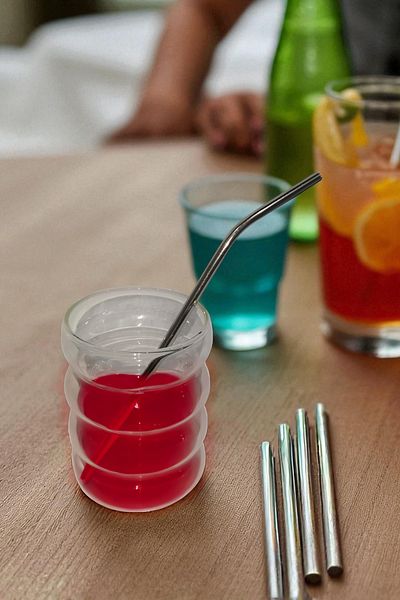 safestore Set of 4 Stainless Steel Straws and Cleaning Brush Set Eco-Friendly Zero Waste