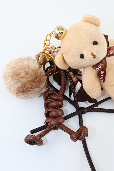 KEEBA Μπρελόκ Τσάντα Χαρμ. Στολίδι καθρέφτη. Αξεσουάρ τσάντας. Μπρελόκ με βελούδινο αρκουδάκι με πλεκτό κορδόνι για τσάντα