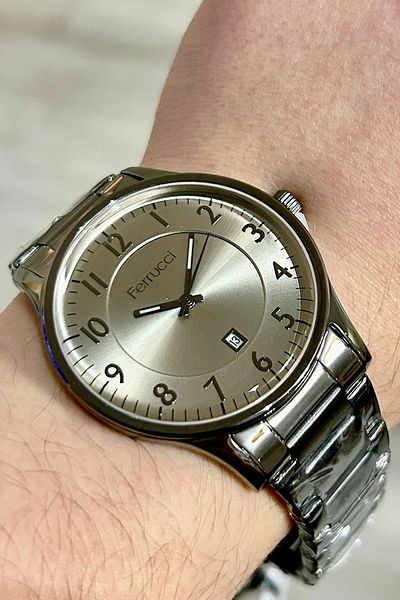 Ferrucci 43 mm Steel Case Steel Band Black Men's Watch with Calendar – Elegant and Professional Design