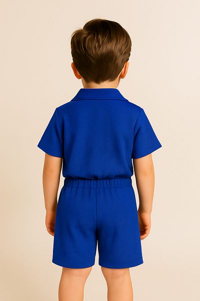 DUBAİ ÇOCUK Boy's Short Sleeve Button Shorts Suit