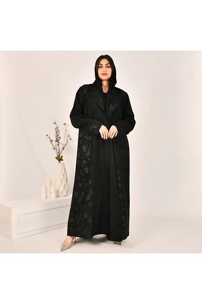 Beyond Abaya wrap blazer, quarter-cloche, with a combination of patterned fabric