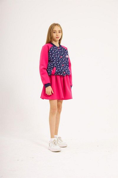 Marka Sensin Kids Girl's Scuba Fabric Lined College Jacket Skirt 2-Piece Set