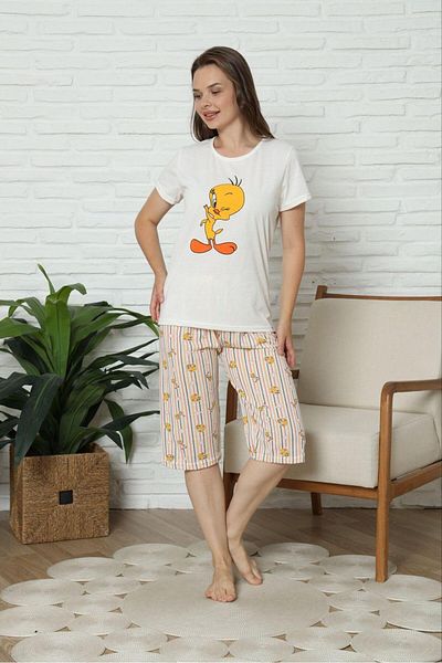 meynur moda Cotton Combed Cotton Capri Pajama Set