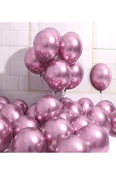 MACK PLUS 10’lu Pembe Krom Balon Seti – 12 inç | Parlak ve Göz Alıcı Parti Balonları