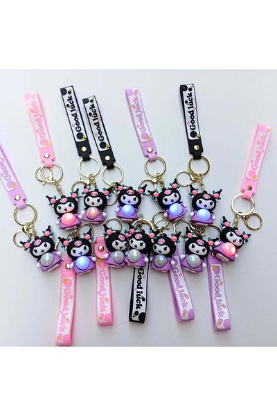 Wolawood 3D Led Lighted Cute Mascot Keychain Colorful Effect Bag Car Ornament Cute Figure Gift 1 Piece