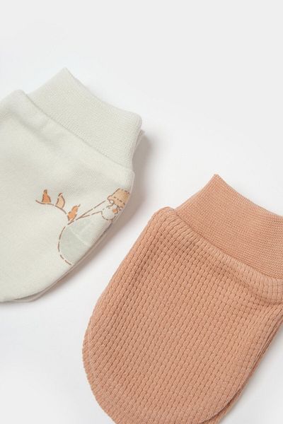 MBB ETİCARET Bibaby Biorganic Teach Me 2-Piece Baby Gloves 72240 Red