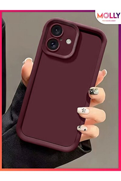 Molly iPhone 16 İçin Vişne Çürüğü Kenarları Kalın Pan Silikon Kılıf
