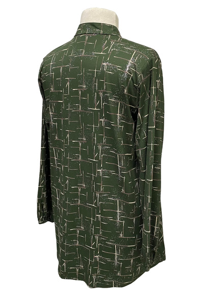 Giyinen Mağazaları Πράσινο πουκάμισο με μοτίβο Ala Judge με μπροστινό κουμπί Mother Combed Cotton