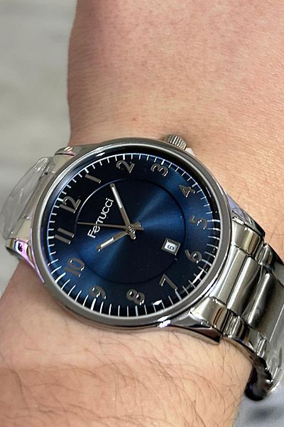 Ferrucci Full Figure Steel Case with Metal Bracelet Steel Cord Black Men's Wrist Watch with Calendar