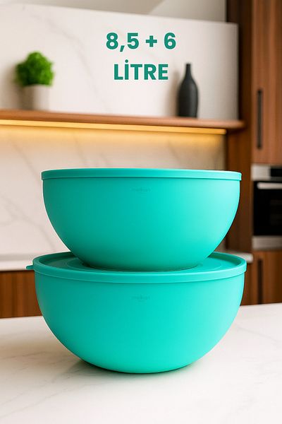 Melkan Home Soft Cover Storage Container, Dough Basin, Flour Storage Container, Large Size Storage Container Set, 8.5L + 6L