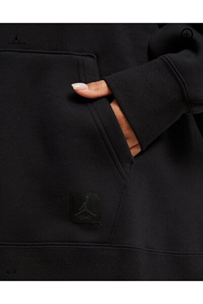 Nike Jordan Flight Fleece Oversized Pullover Hoodie Siyah Kadın Sweatshirt