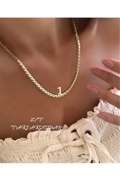 Butik XUping Çelik 14k gold renk kıvrımlı zincir