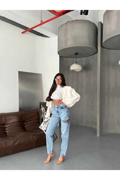 DENİKK TREND SPECIAL DESIGN ΠΑΝΤΕΛΟΝΙ MOM JEAN ΜΕ ΛΕΠΤΟΜΕΡΗ ΦΕΡΜΟΥΑΡ ΚΑΙΝΟΥΡΓΙΟ