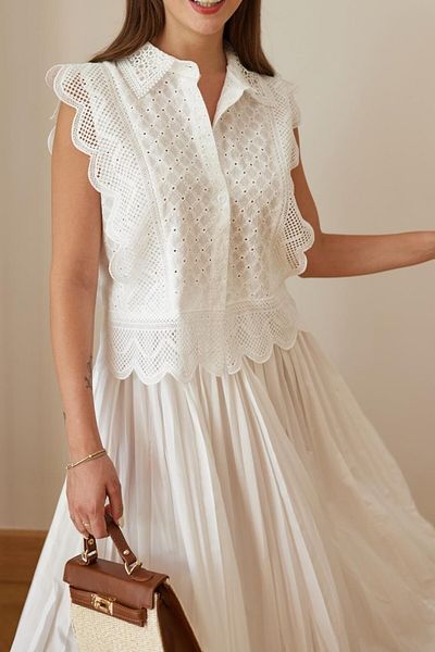 Suzi Ekru Gupture and Embroidery Embroidered Shirt M38926