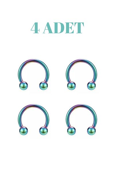 Blisse Piercing 4 Pieces of Surgical Steel Piercings |   Tragus Helix Cartilage Septum Nose Lip Compatible