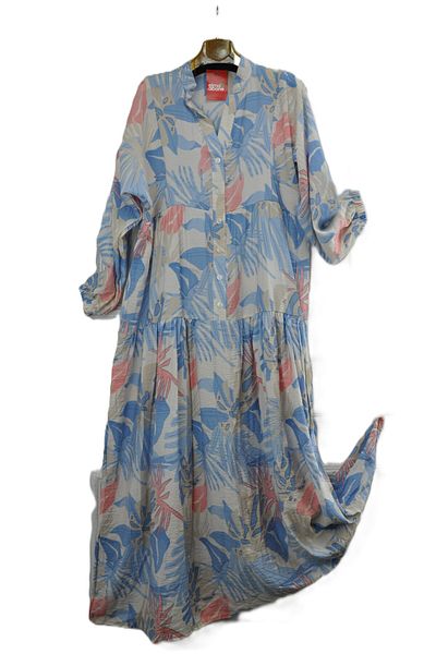 elma abone Yazlik Viscosa Half Buttoned Patterned Dress