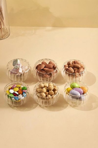UCR HOME Double-Sided Striped Turkish Delight Bowl Presentation Bowl Mini Sauce Bowl Coffee Side Treat Jam Bowl Snack Bowl Set of 6