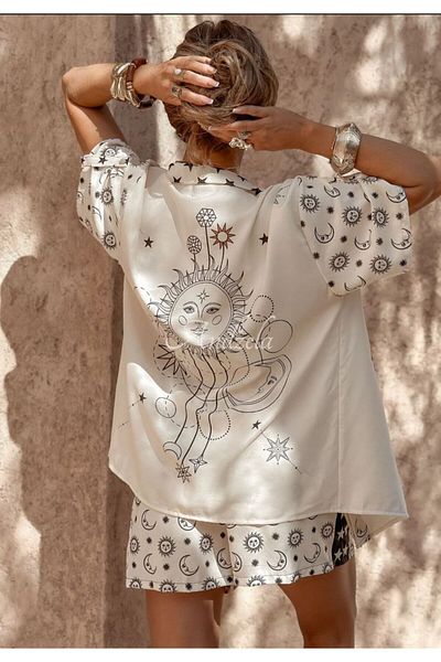 HandCo Summer White Linen Shorts Shirt Suit Printed Stylish Summer Combination