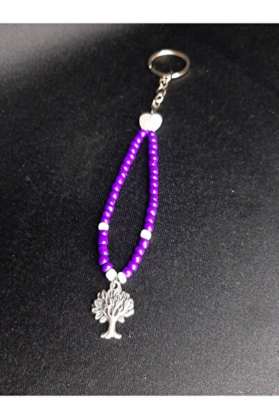 MRYart سلسلة مفاتيح على شكل شجرة الحياة مع خرز أرجواني - تصميم مصنوع يدويًا، أنيق ومعاني