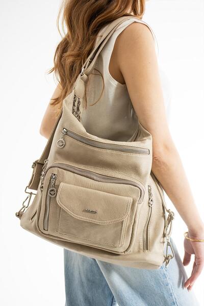 H&D COLLECTİON Голяма мека кожена раница и чанта за през рамо 540