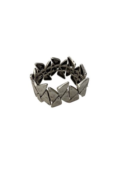 Smyrna Bracelet, Silver Plated, Adjustable, Unisex Bracelet (Antique Plated with Triangular Particles)