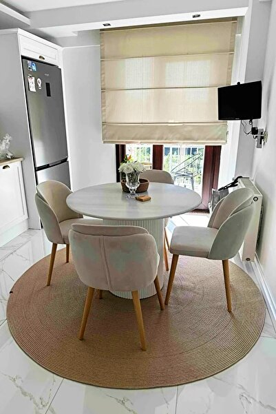 BHR Creative Jüt Halat Yuvarlak Mutfak Banyo Kapı Önü Salon Koridor Paspas Ve...