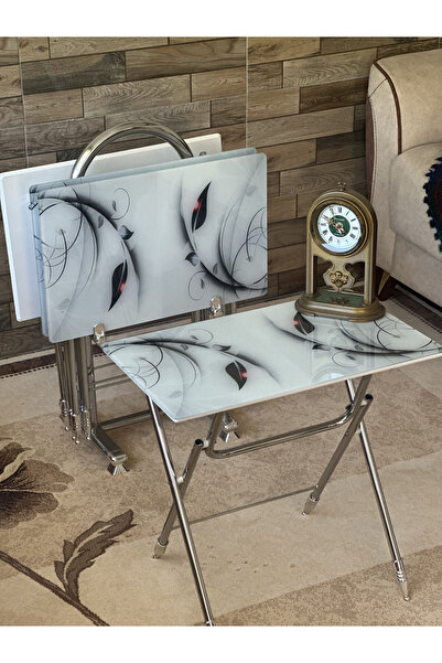 vidalife Çanta Zigon Sehpa, 4'lü Sehpa, Zigon Sehpa, Servis Sehpası, Camlı Sehpa, Krom Sehpa, Katlanır Sehpa