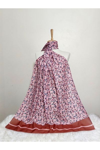 REMOMODA Patterned Chiffon Shawl Floral Model
