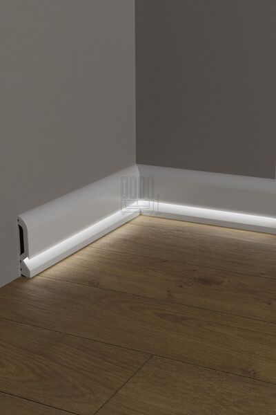 Evime Decor 10cm Ledli Süpürgelik Bir Boy 120 cm Beyaz Polimer Boyanabilir, Suya Dayanıklı, Ev Duvar Dekorasyonu