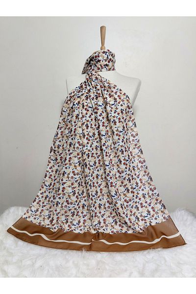REMOMODA Patterned Chiffon Shawl Floral Model