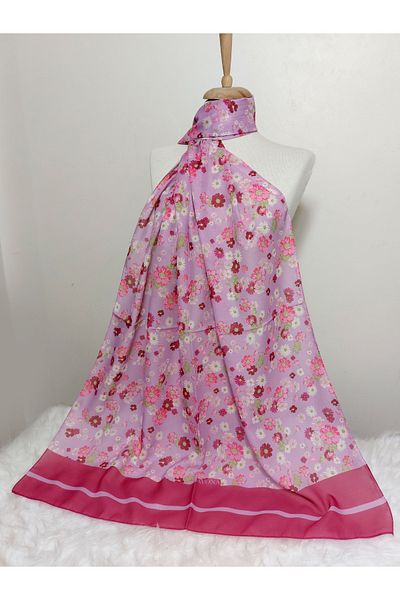 REMOMODA Patterned Chiffon Shawl Floral Model