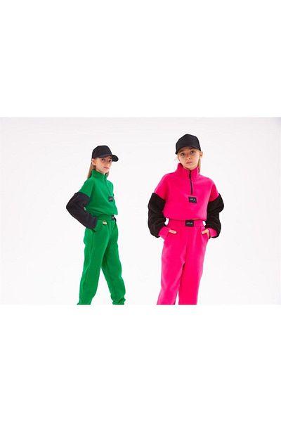 Marka Sensin Kids Girl's Zippered Stand Collar Sweatshirt Tracksuit Set