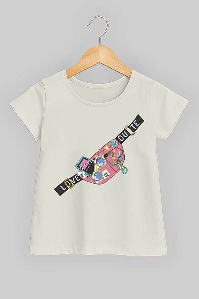 peki baby&kids Well Yaz Girl's Single Jersey Cute Waist Bag Bag Printed T-Shirt 19481