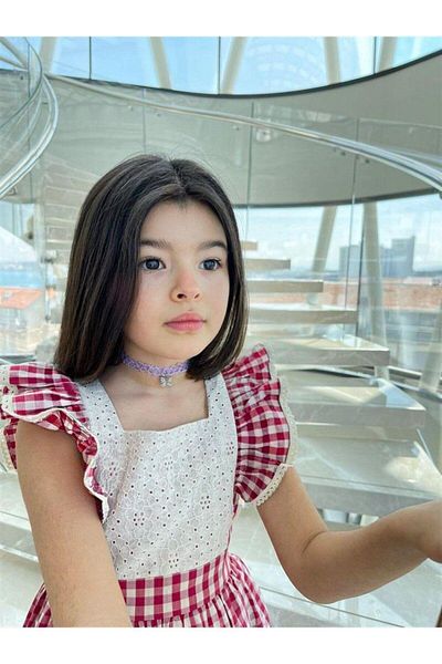Marka Sensin Kids Girl's Gingham Patterned Woven Dress