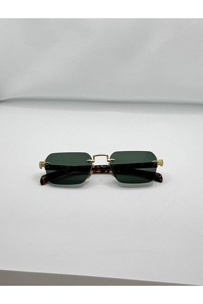 La sauvagine Vintage Unisex Sunglasses with Gold Detail – Green Glass