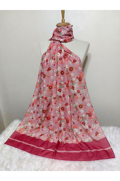 REMOMODA Patterned Chiffon Shawl Floral Model