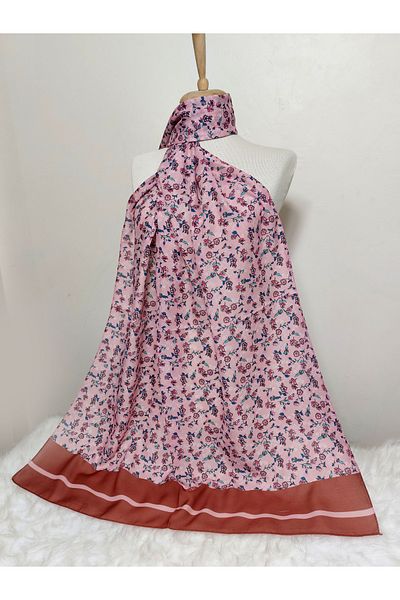 REMOMODA Patterned Chiffon Shawl Floral Model