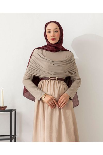 Nura Francy bluză cu mâneci lungi pentru femei, culoarea pietrei, îmbrăcăminte islamică, cu detaliu de volan