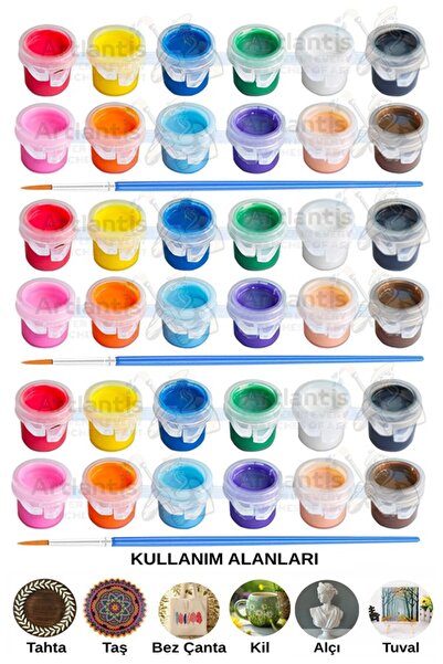 Artlantis Acrylic Paint 3ml 12 Colors with Painting Brush 3 Pack Mini Small A...