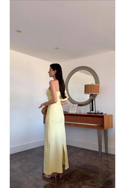 HAZELANNA Yellow Dress with Brooch